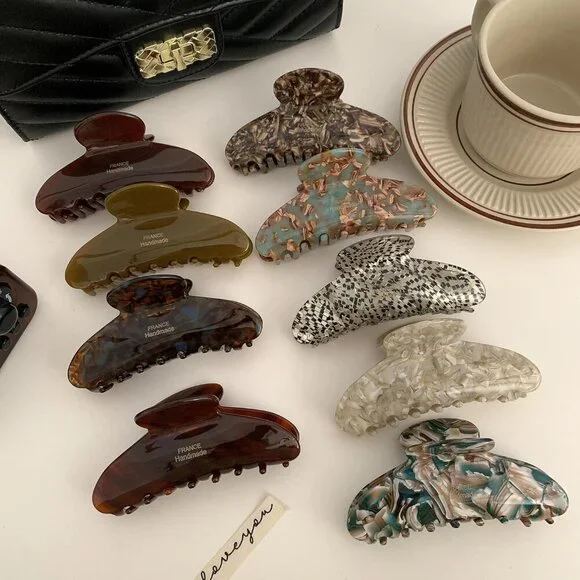 Large Hair Claw Clips Acrylic Tortoise French Butterfly Strong Hold Women Girls - Picture 7 of 8